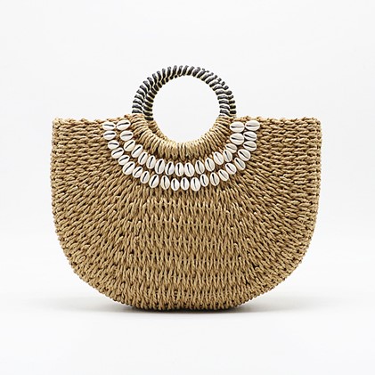 Shell straw Beach bag